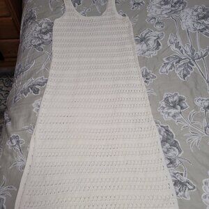 Old Navy Off White Cotton Knit Maxi Tank Dress Beach Swim Coverup  Medium NWOT